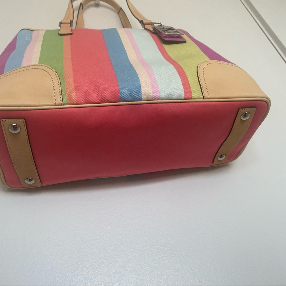 Coach Hampton Weekend Multicolor Striped Tote & Dustbag - NWOT!! - Picture 4 of 13